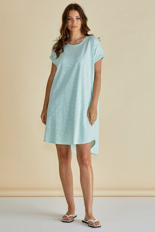 Maxine T-Shirt Dress - Green Stripe