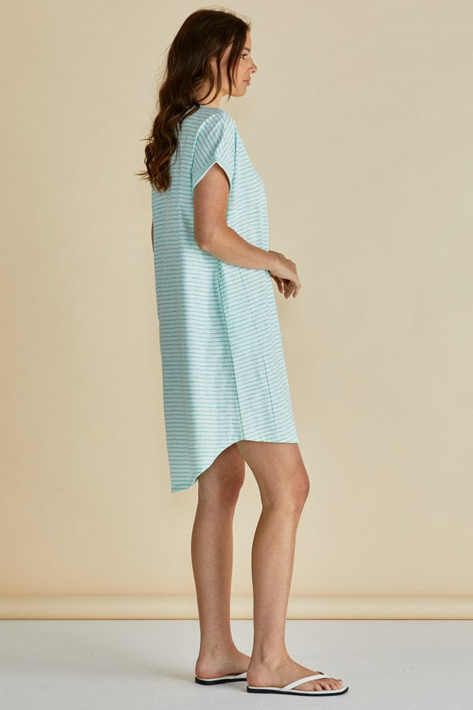 Maxine T-Shirt Dress - Green Stripe