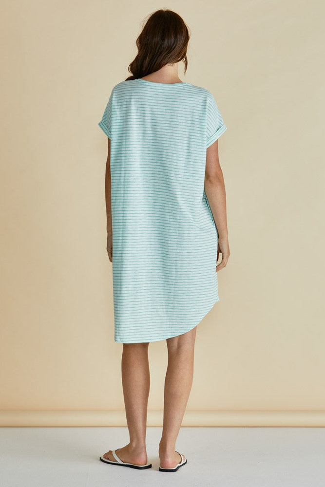 Maxine T-Shirt Dress - Green Stripe