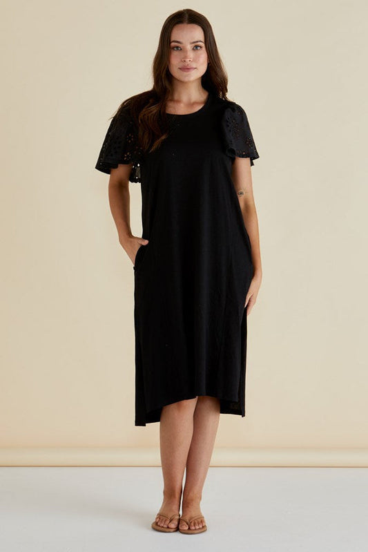 Sawyer Embroidered Dress - Black