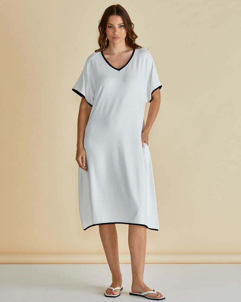 Jemima V-Neck Dress - White
