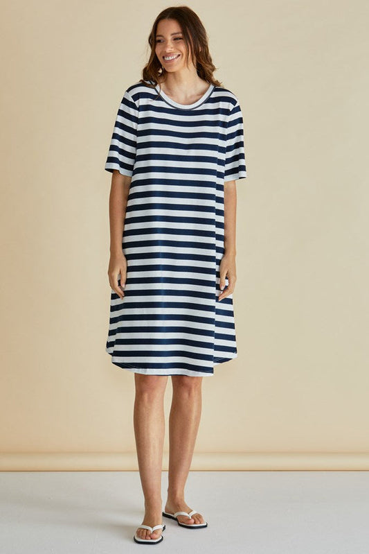 Eloise T-Shirt Dress - Navy Stripe
