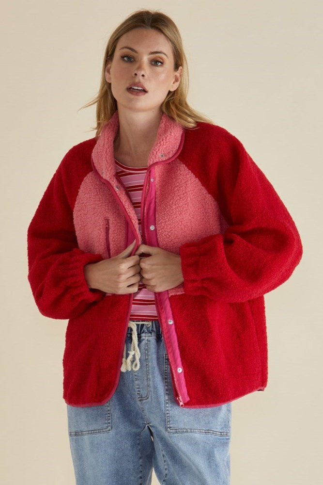 Franklin Fleecy Jacket - Pink/Red