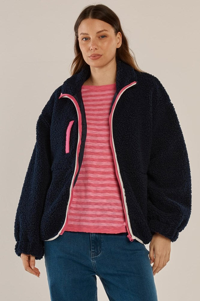 Jayne Fleece Jacket - Navy/White
