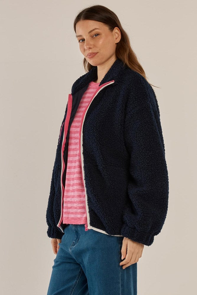 Jayne Fleece Jacket - Navy/White
