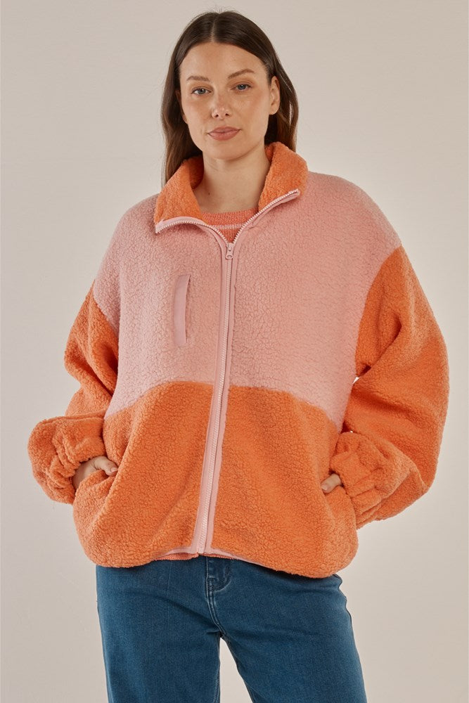 Jayne Fleece Jacket - Pink/Orange