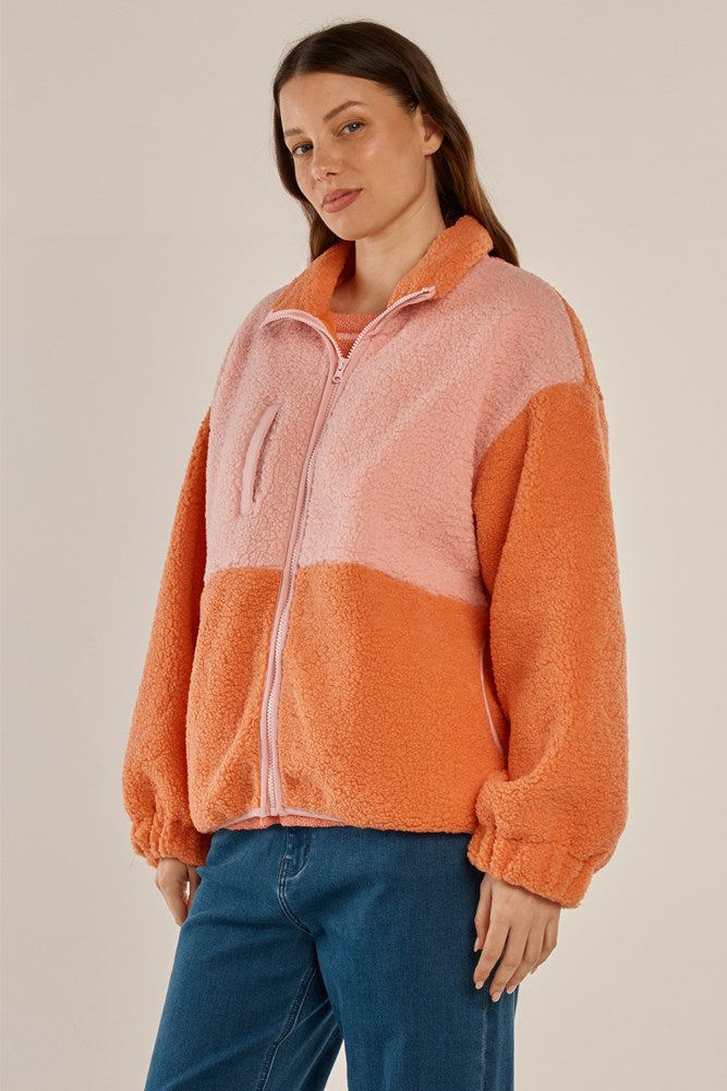 Jayne Fleece Jacket - Pink/Orange