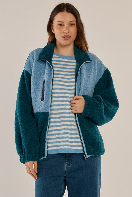 Jayne Fleece Jacket - Teal Green/Blue