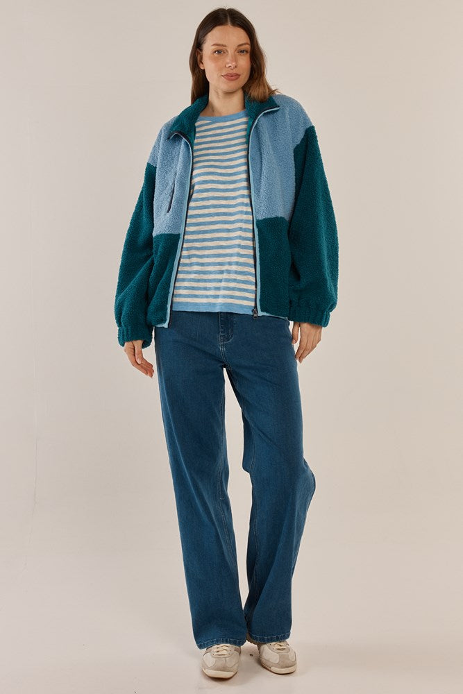 Jayne Fleece Jacket - Teal Green/Blue