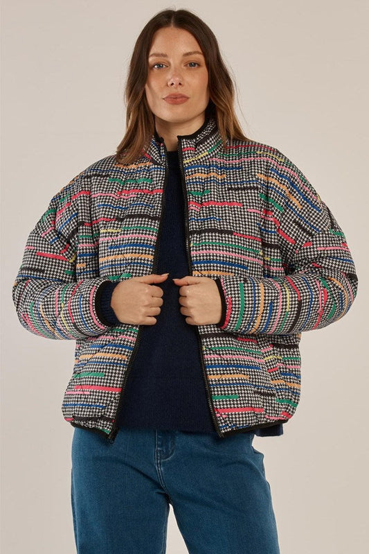 Finch Reversible Jacket - Rainbow Houndstooth/Black