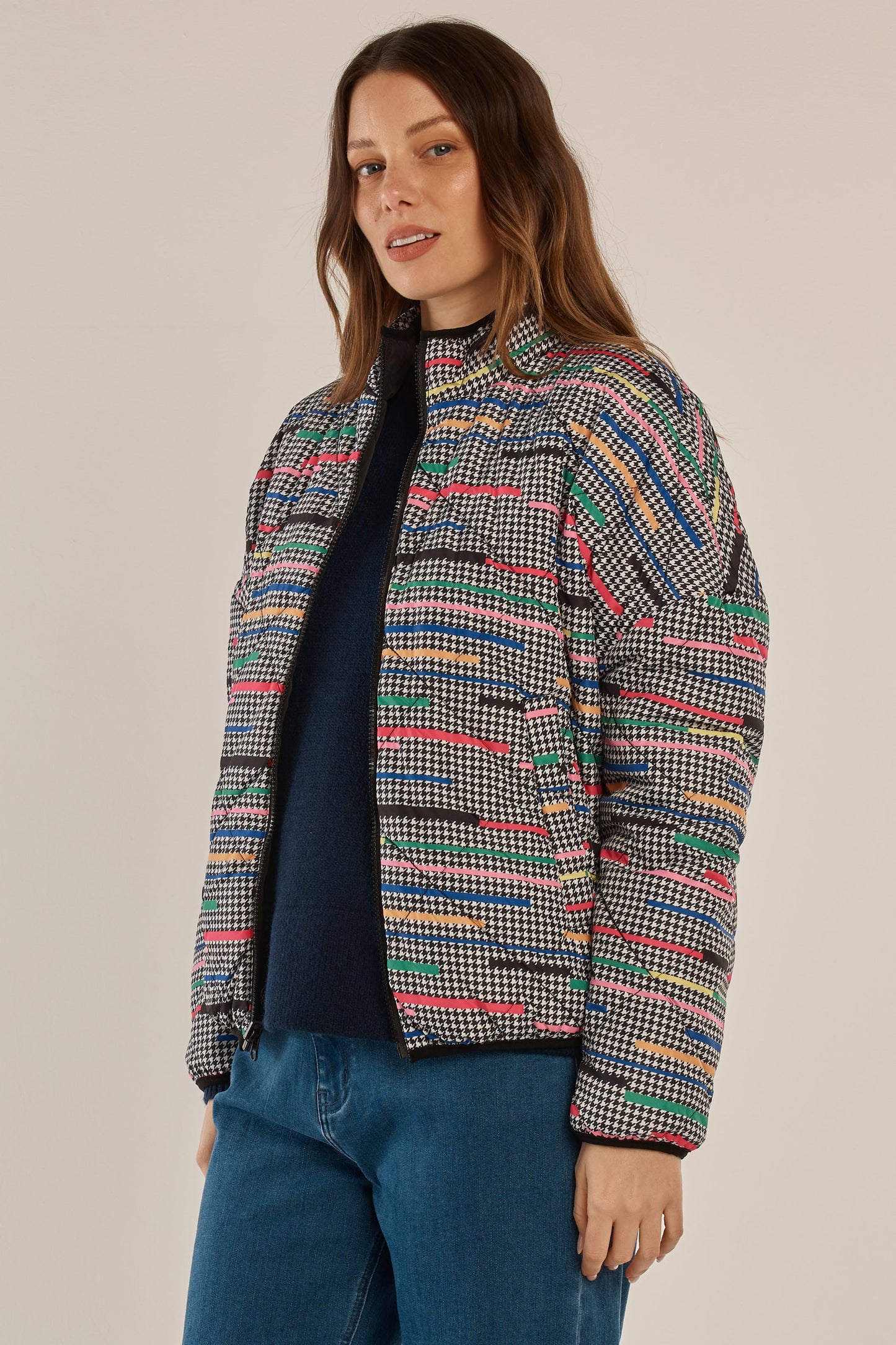 Finch Reversible Jacket - Rainbow Houndstooth/Black