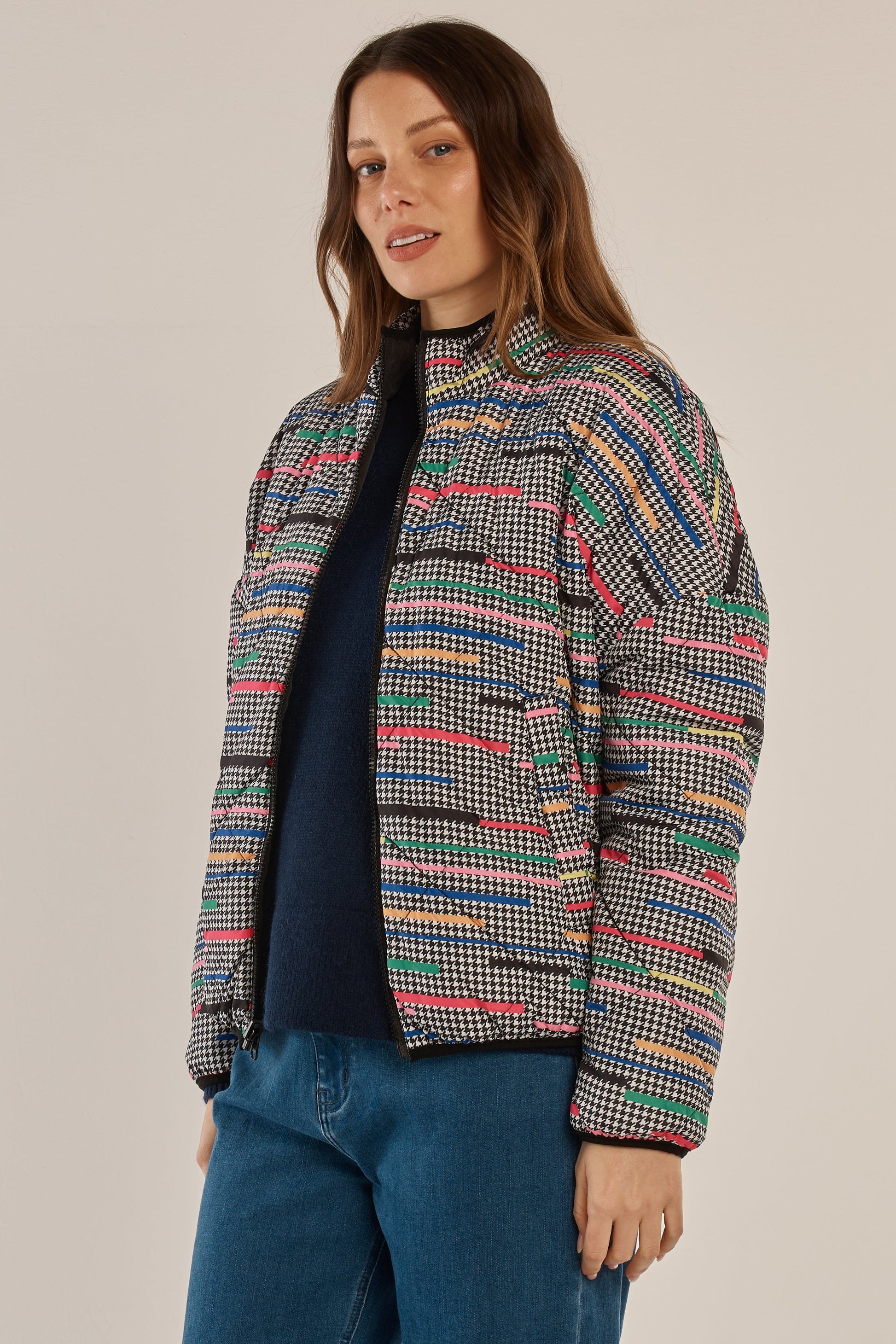Finch Reversible Jacket - Rainbow Houndstooth/Black