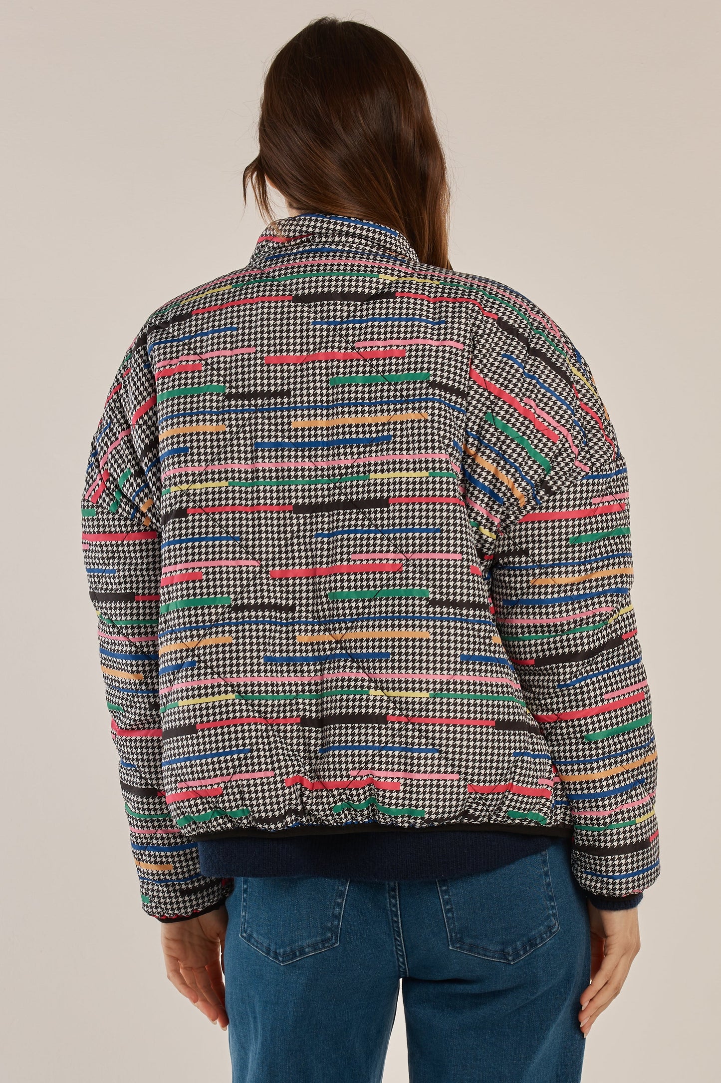 Finch Reversible Jacket - Rainbow Houndstooth/Black