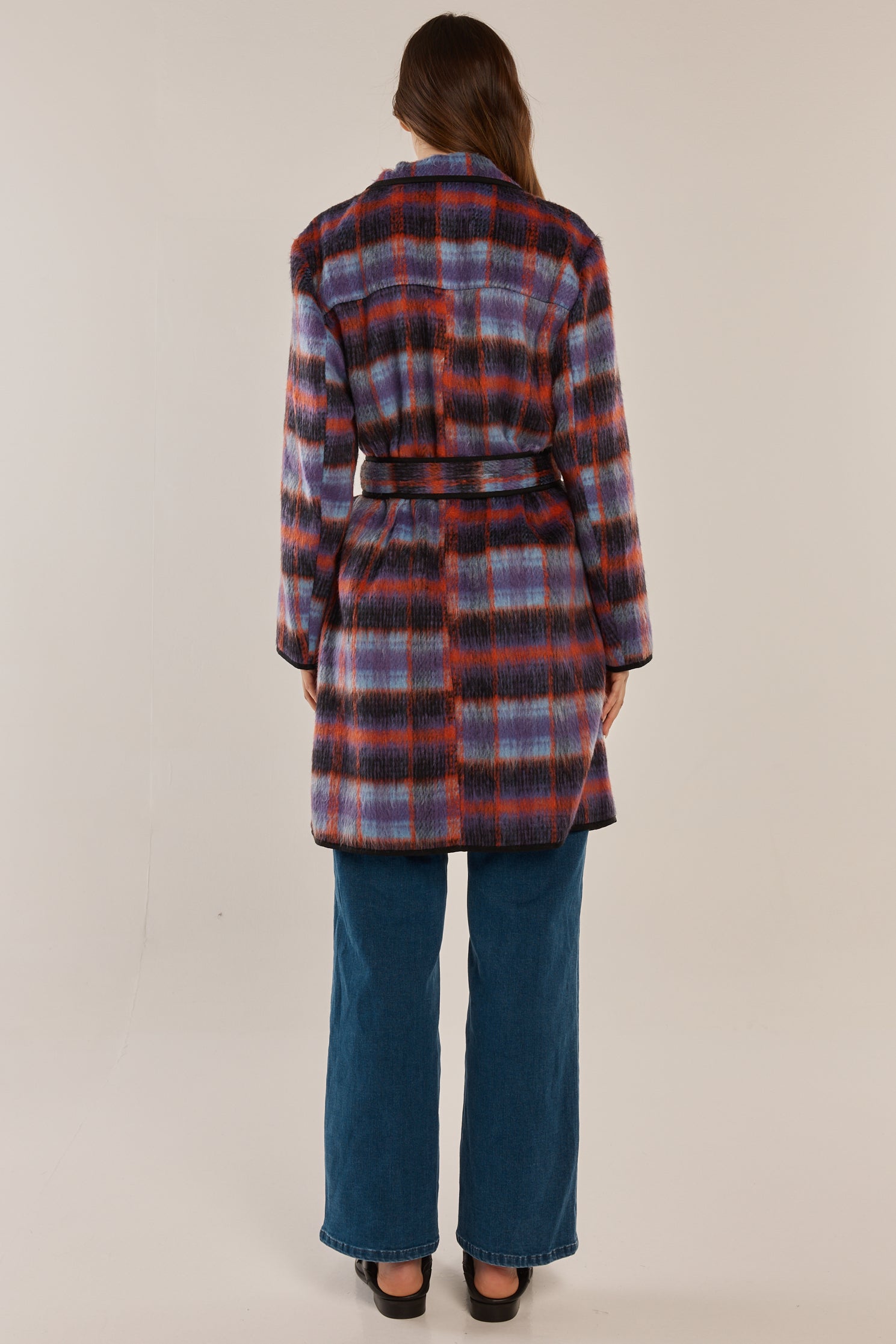 Oslo Coat - Purple/Orange Check