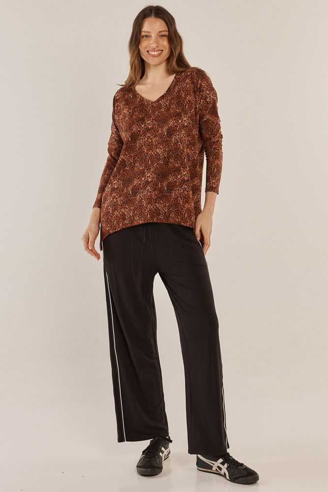 Evelyn Wide Leg Jogger - Black/White