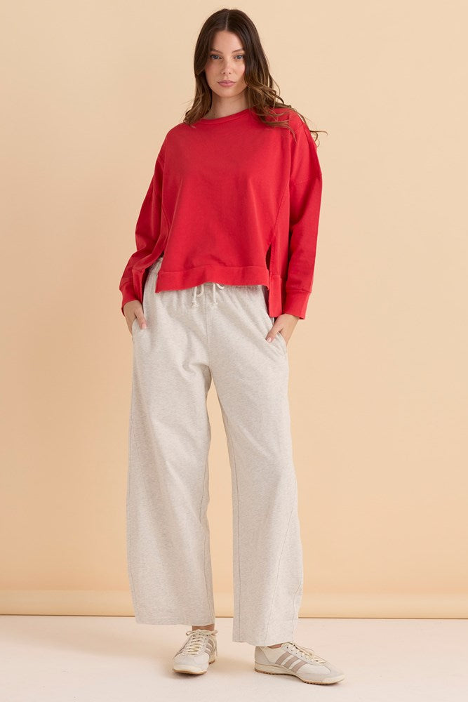 Barrel Leg Sweatpant - Grey Marle