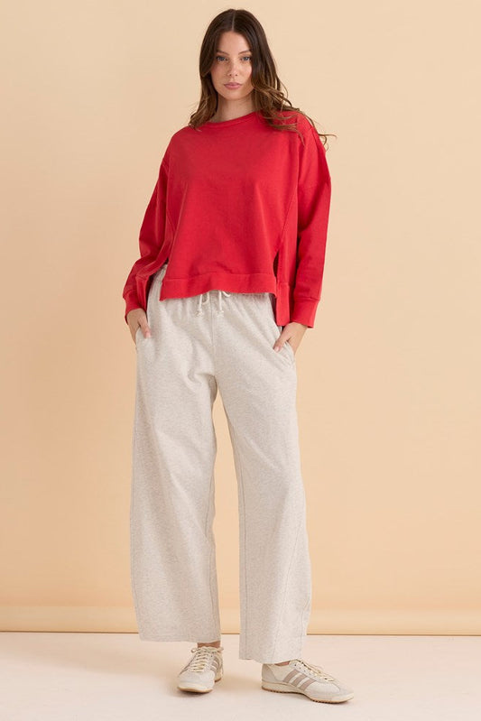 Barrel Leg Sweatpant - Grey Marle