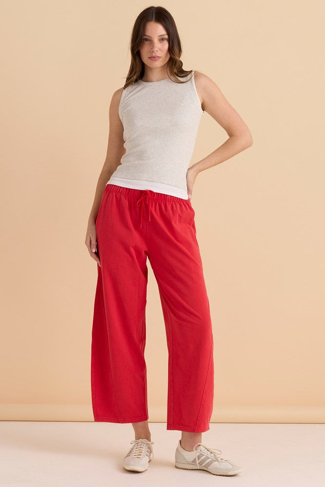 Barrel Leg Sweatpant - Red