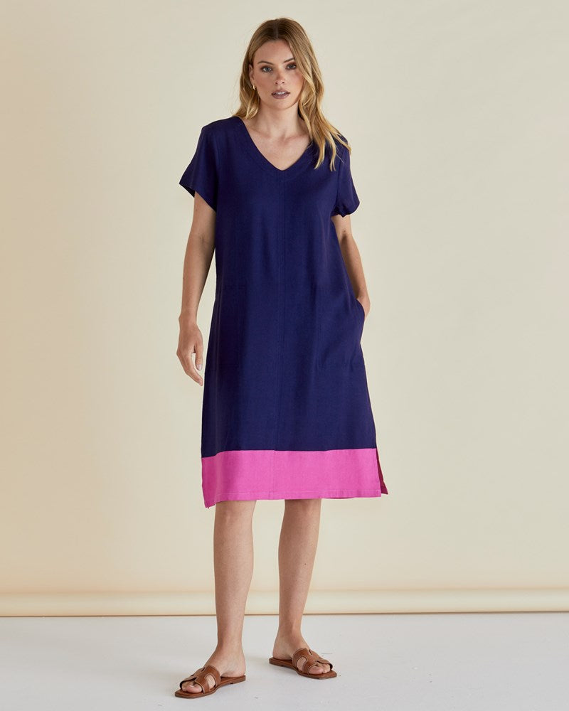 Elwood Dress - Navy/Pink