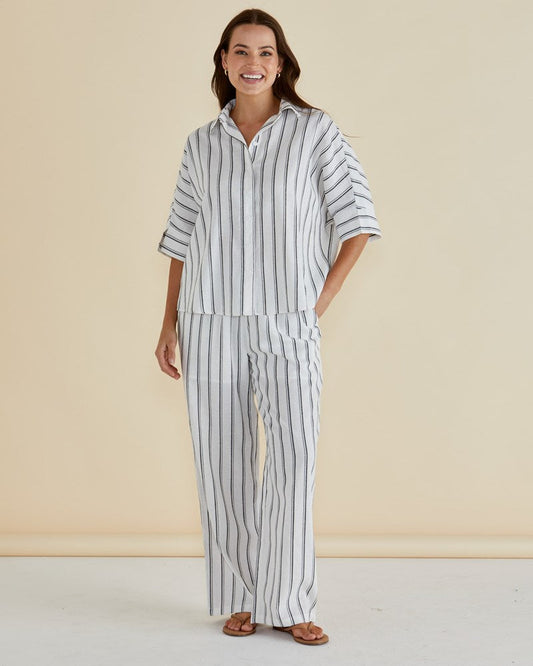 Zaza Relax Pant - Black/White Stripe