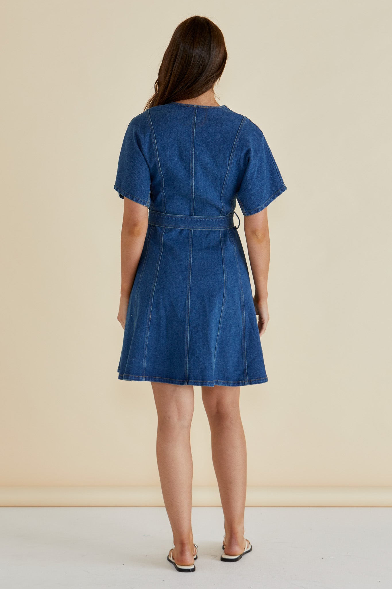 Fiori Denim Dress - Mid Wash