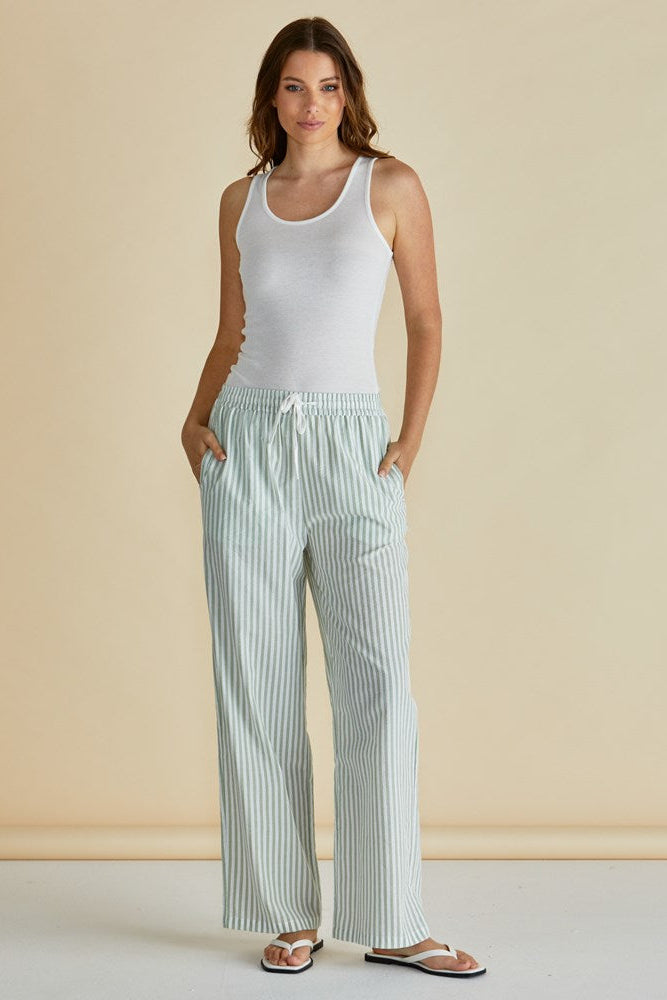 Georgie Pants - Green Stripe