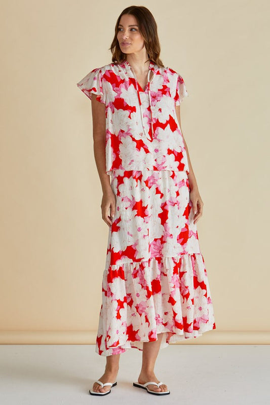 Maggie Skirt - Red Floral Print