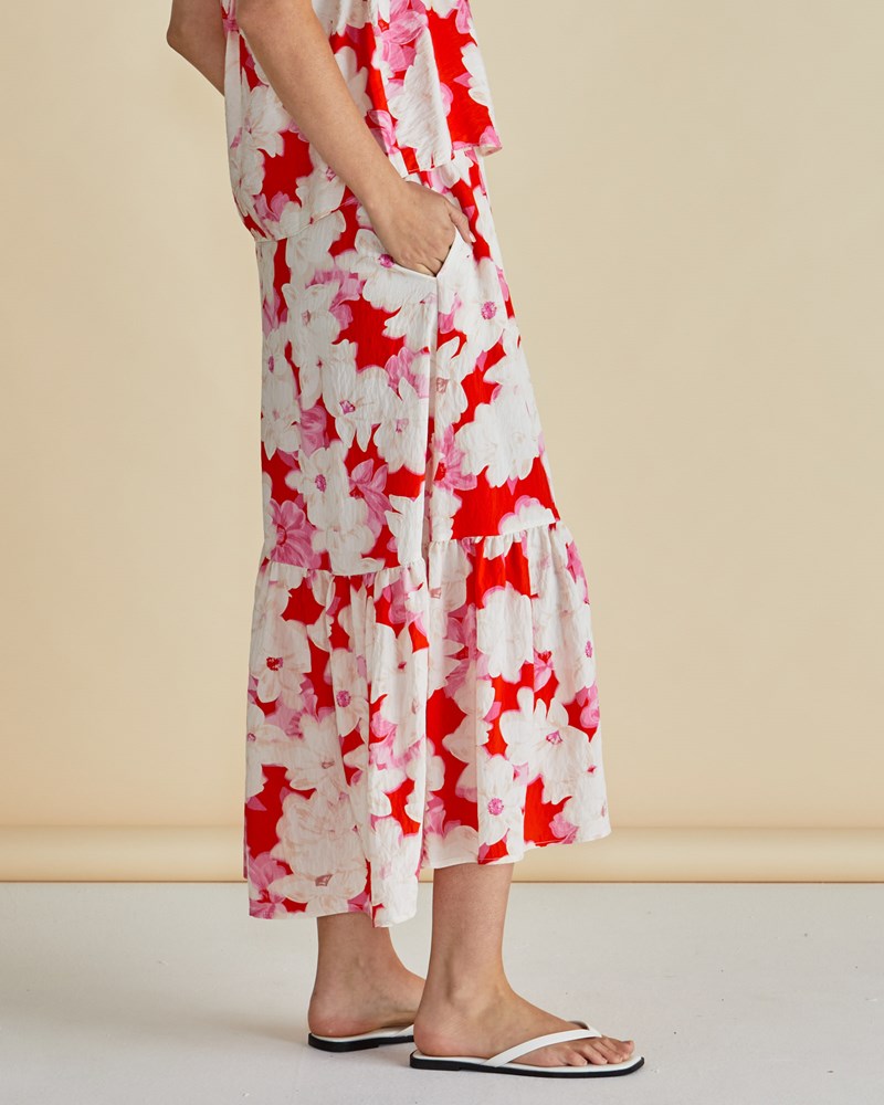 Maggie Skirt - Red Floral Print