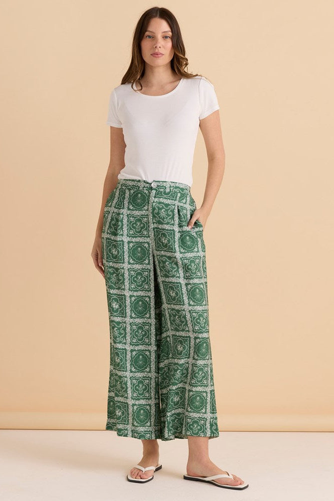 Pearl Palazzo Pant - Floral Tile Print