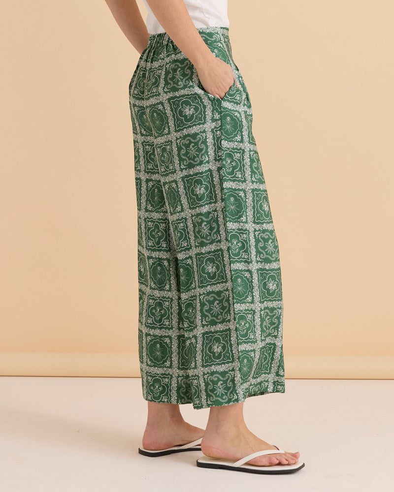 Pearl Palazzo Pant - Floral Tile Print