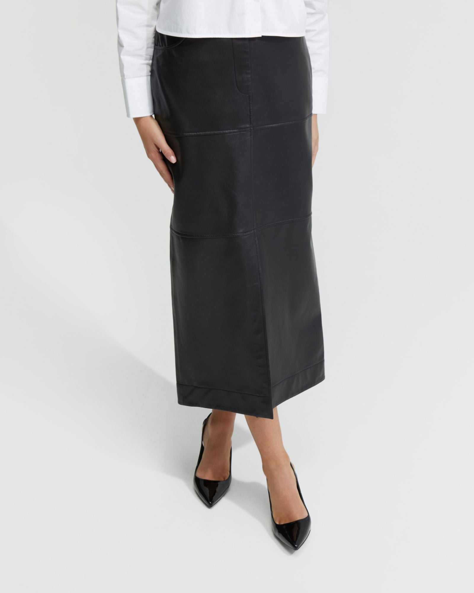 Anna Nappa Leather Pencil Skirt