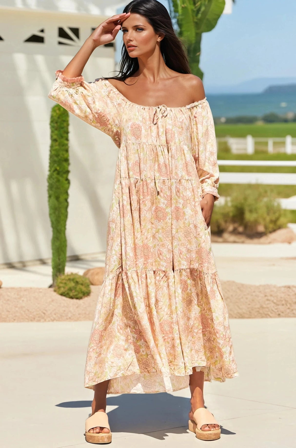 Jaase: Blossom Maxi Dress: Round Neckline With In Tigerlily Print