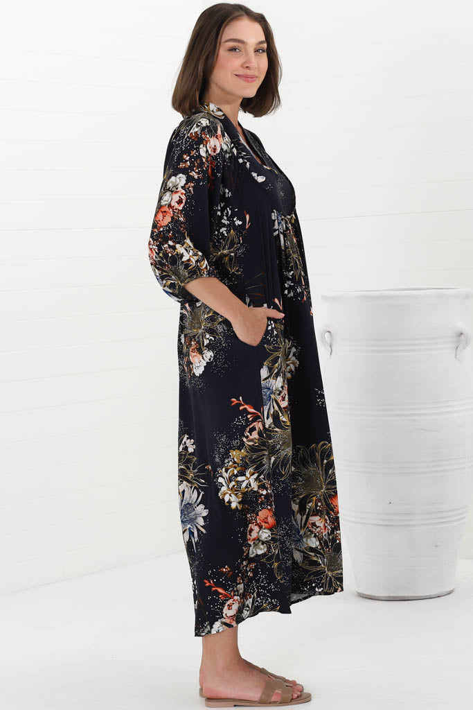 JAASE - Boheme Midi Dress: Piping Defined Bust Sli