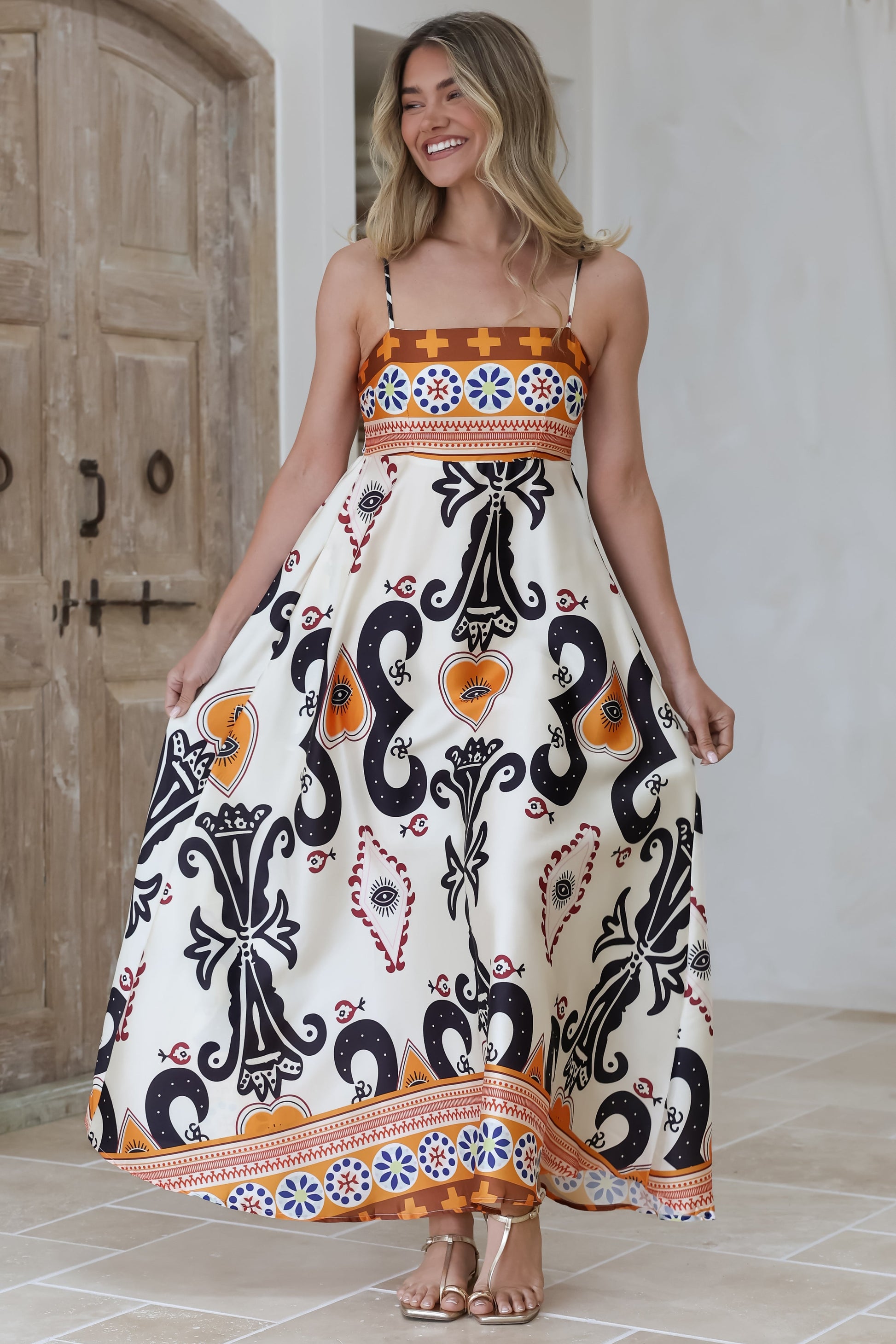 Bonita Maxi Dress - Spaghetti Strap Sun Dress in B