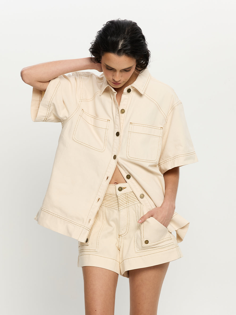 Celene Denim Short - Cream
