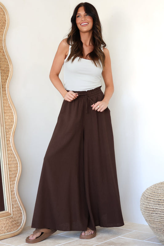 Charli Pants - Paper Bag High Waisted Wide Leg Pan
