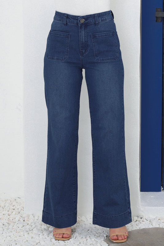 Cindy Wide Leg Jean In Dark Denim