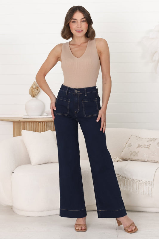 Cindy Wide Leg Jeans In Indigo