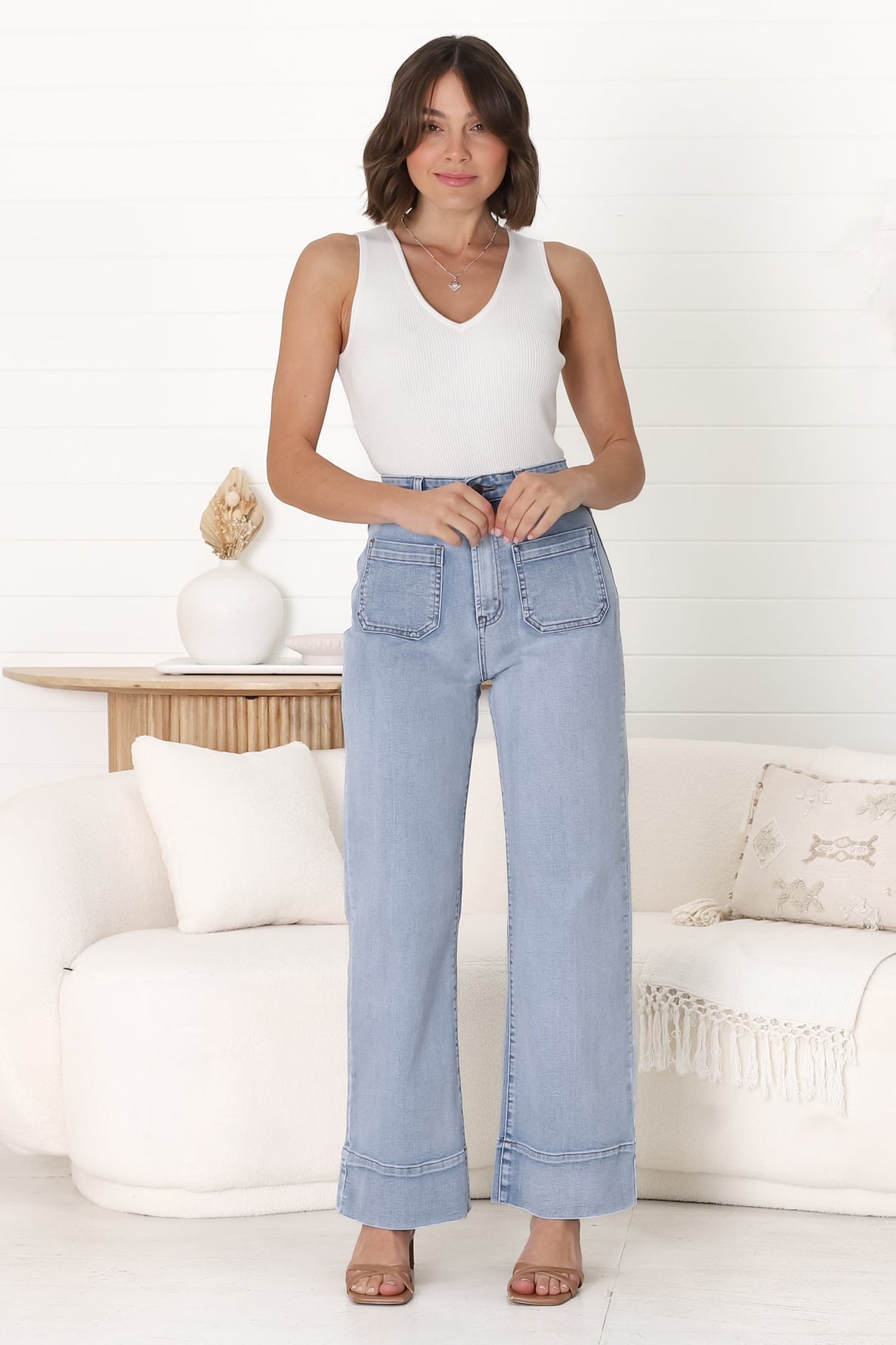 Cindy-Lou Wide Leg Jean In Light Denim