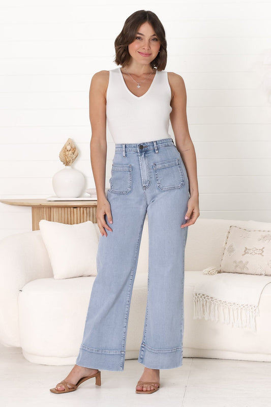 Cindy-Lou Wide Leg Jean In Light Denim