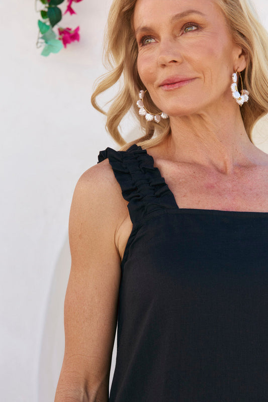 Claire Maxi Linen Dress in Black