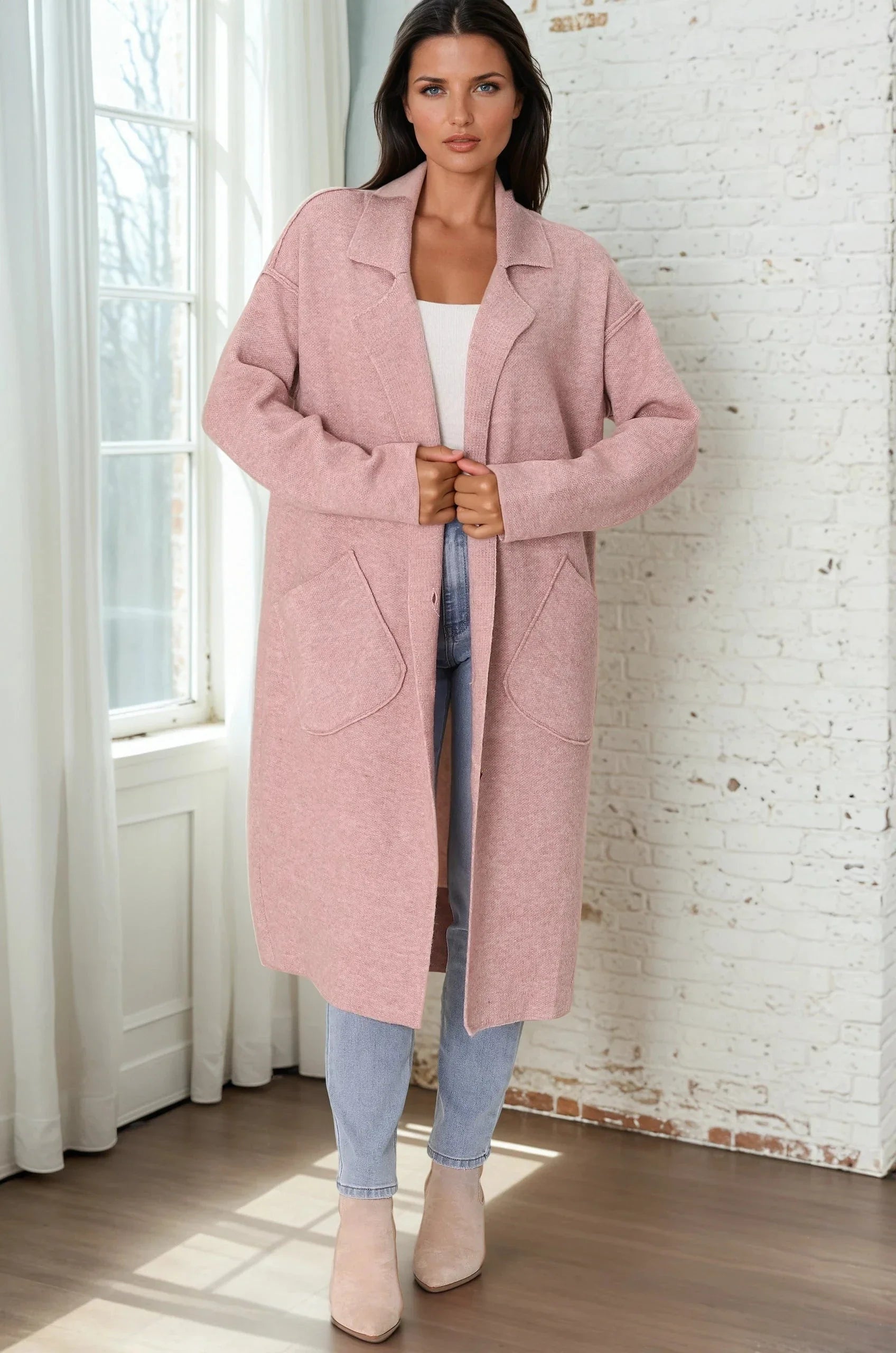 Davie Cardigan - Collared Button Down Coatigan in 