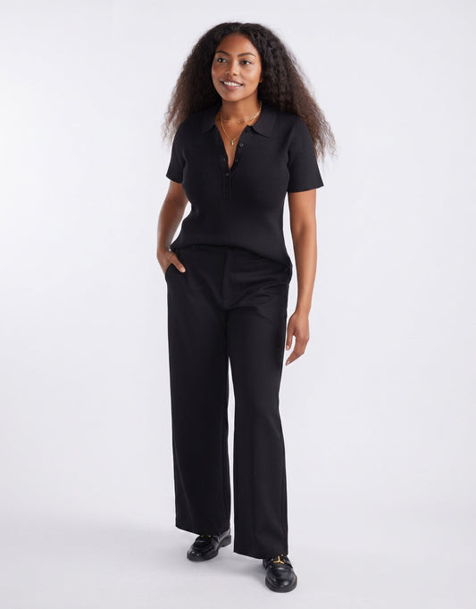 Effortless Ponte Pant - Black/Black