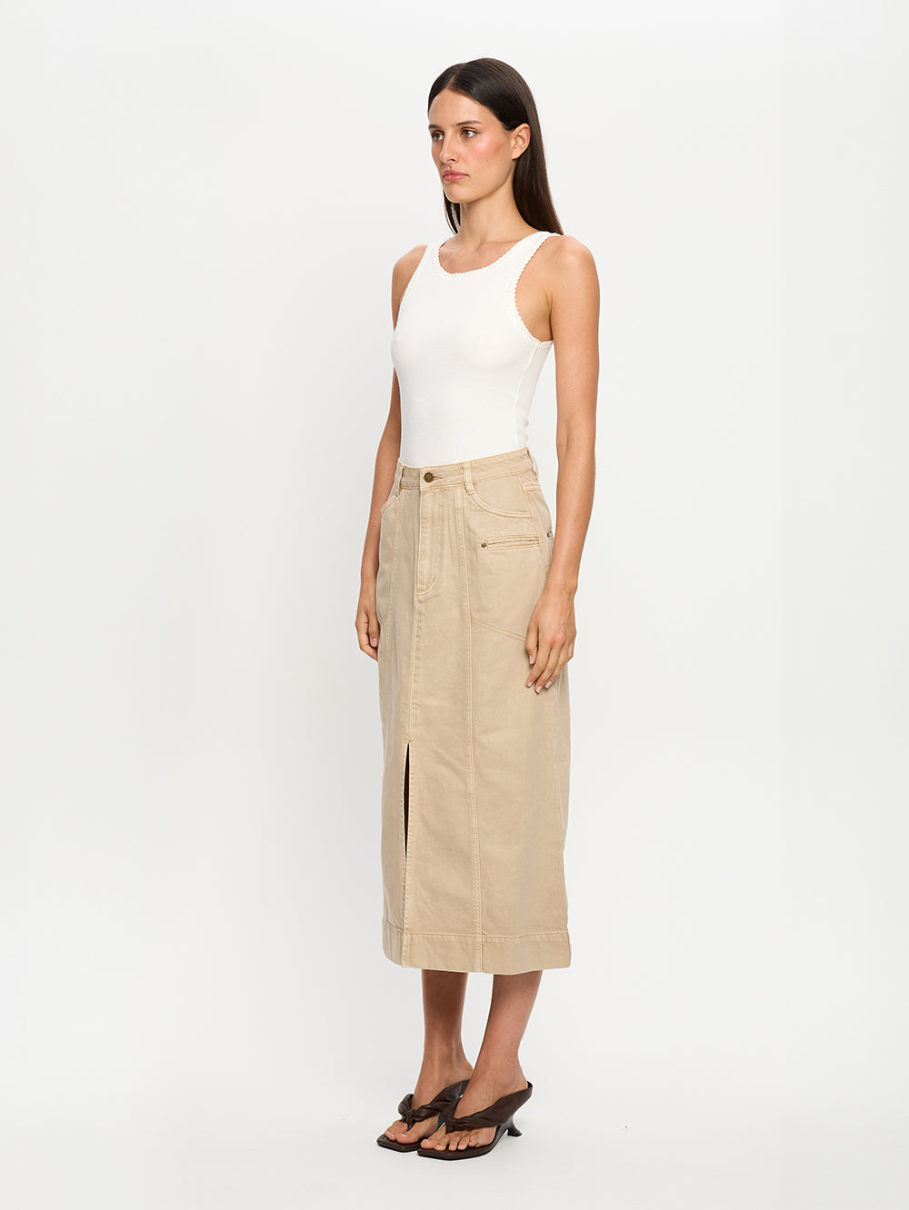 Evie Denim Midi Skirt