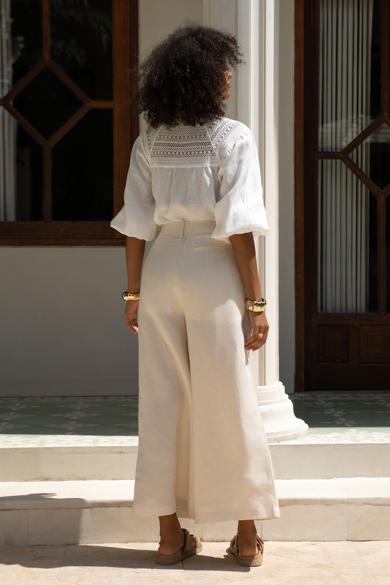 Lou Beige Wide Leg Pants
