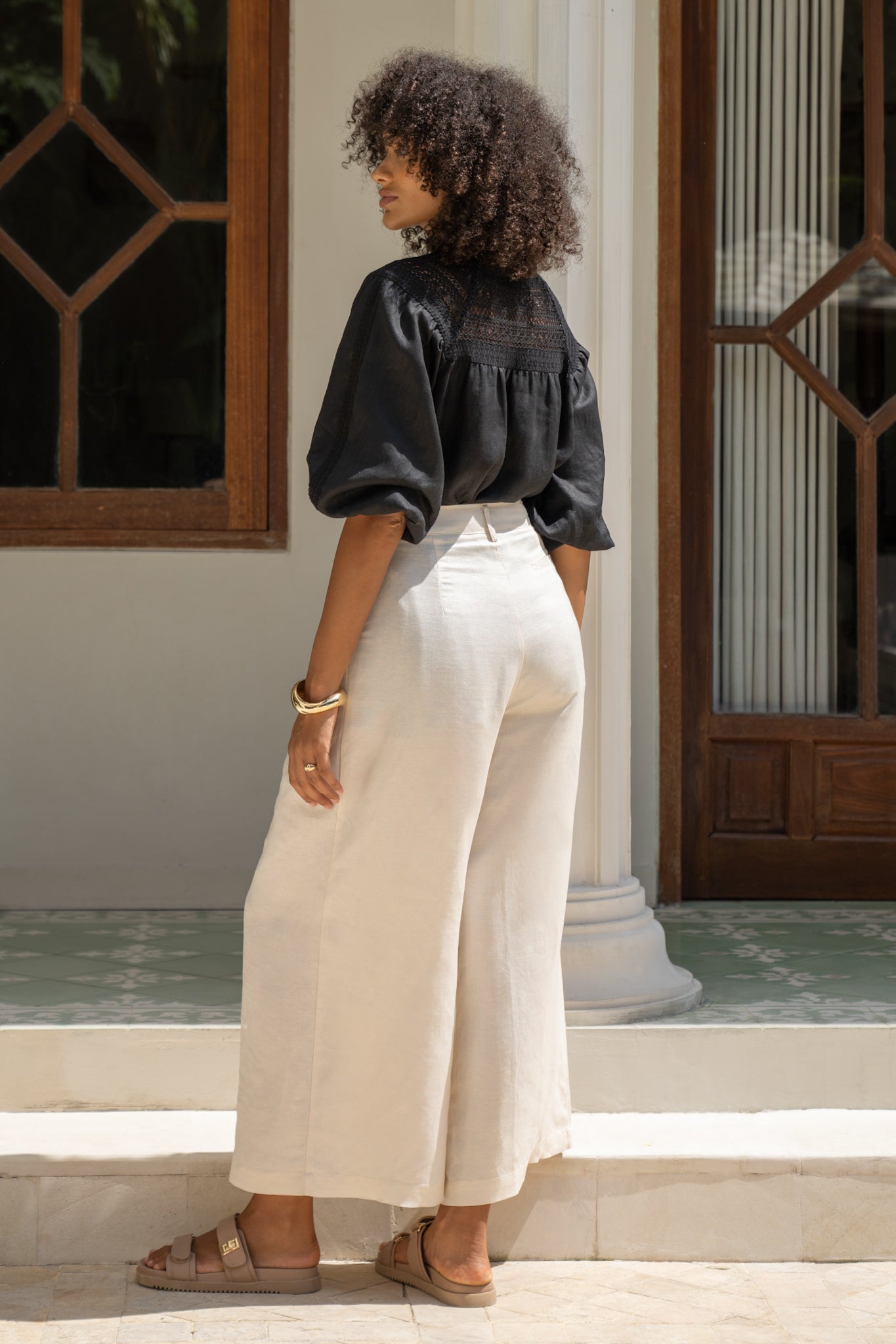 Lou Beige Wide Leg Pants