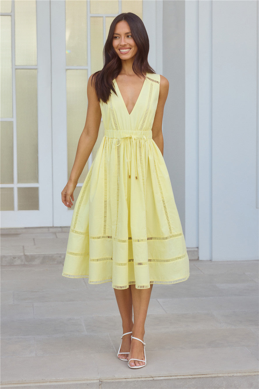 Golden Hour Magic Midi Dress Yellow