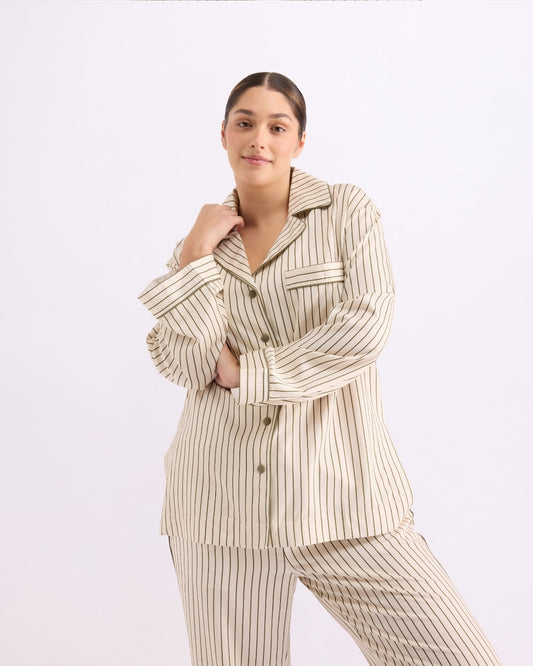 Long Sleeve Sleep Shirt - Matcha Stripes
