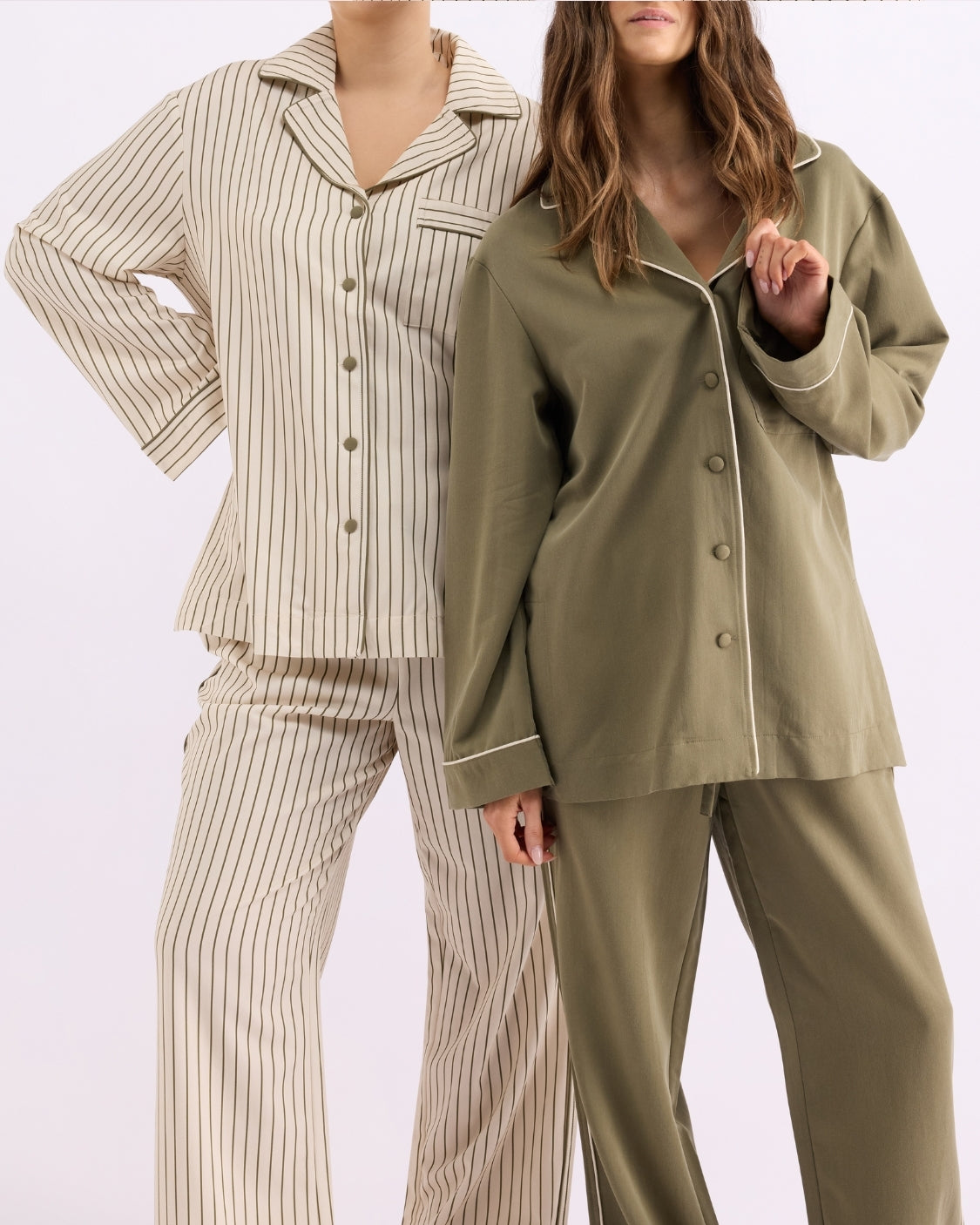 Long Sleeve Sleep Shirt - Matcha Stripes