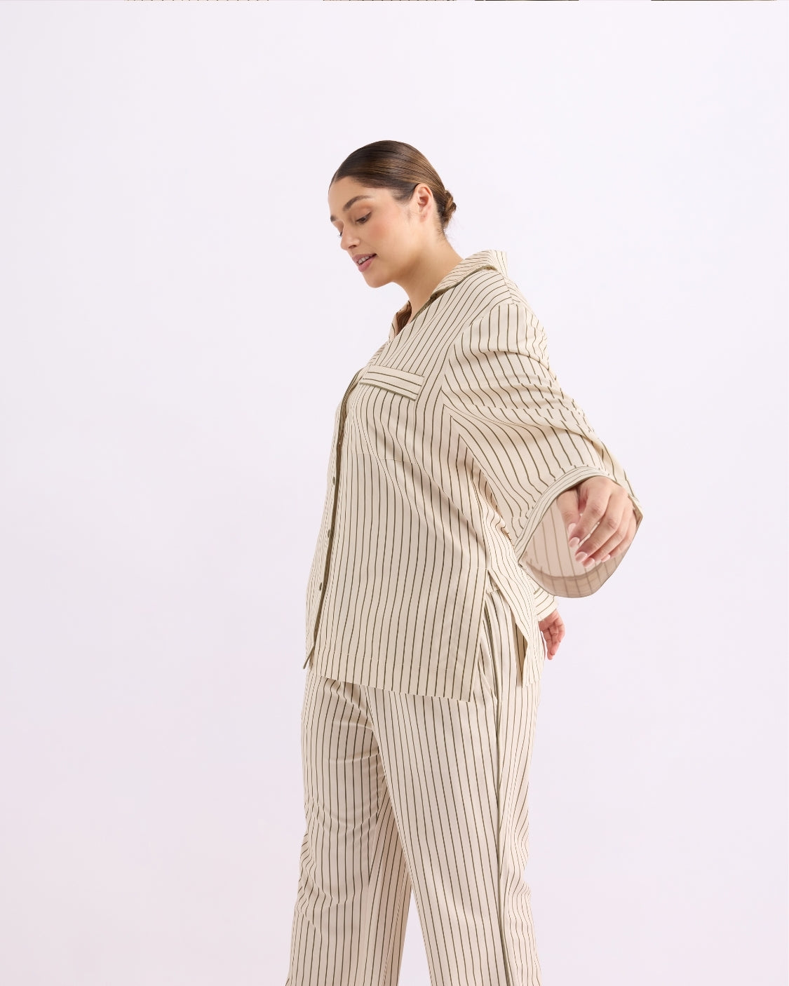 Long Sleeve Sleep Shirt - Matcha Stripes